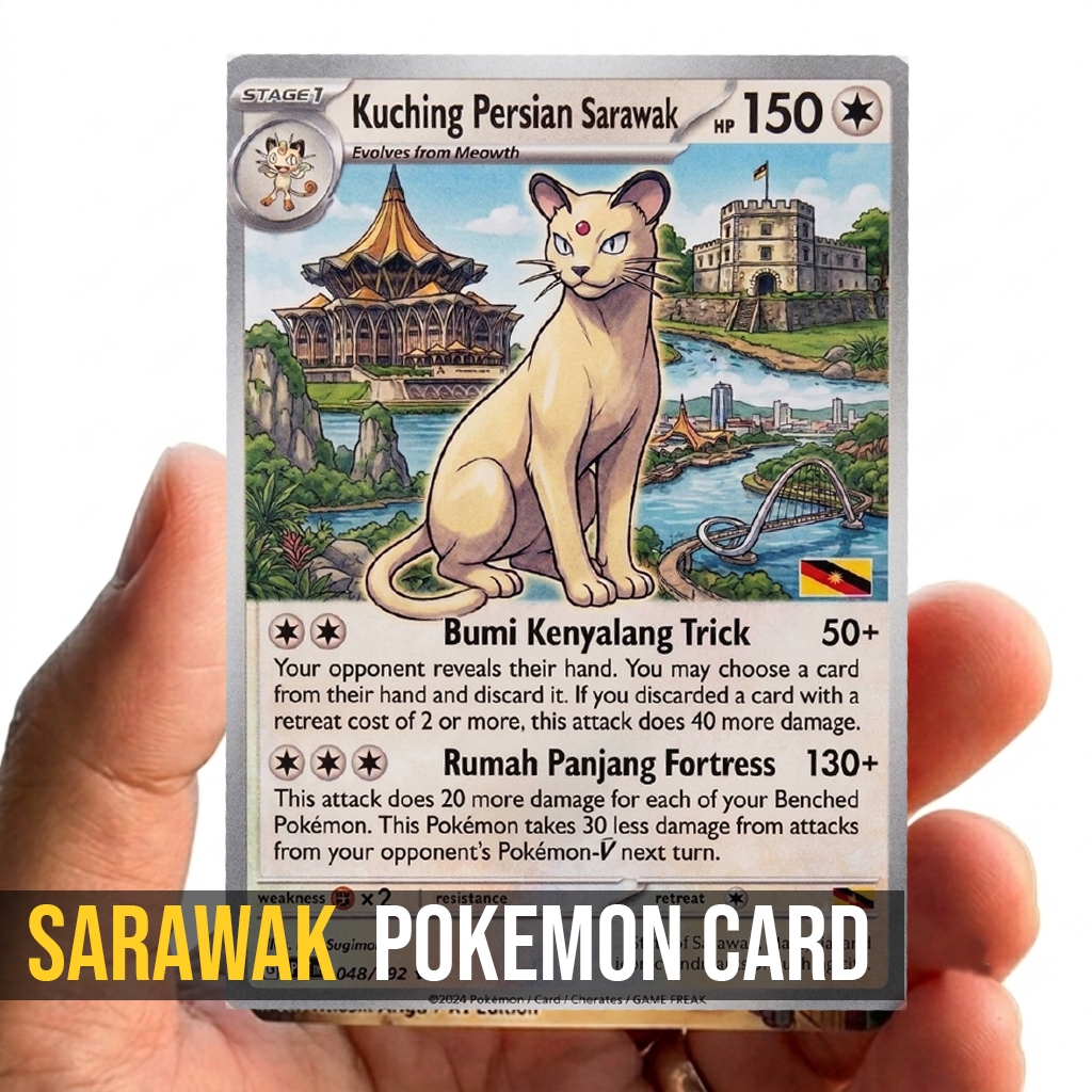 Sarawak Pokemon Card Kuching Persian Sarawak Card ของที่ระลึก