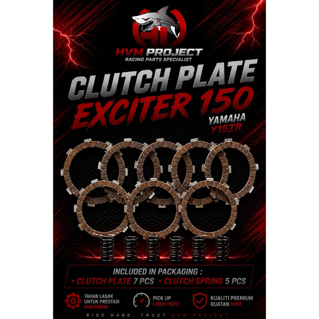 HVM PROJECT CLUTCH PLATE RACING WITH SPRING CLUTCH Y15ZR ( 7 ชิ้น )
