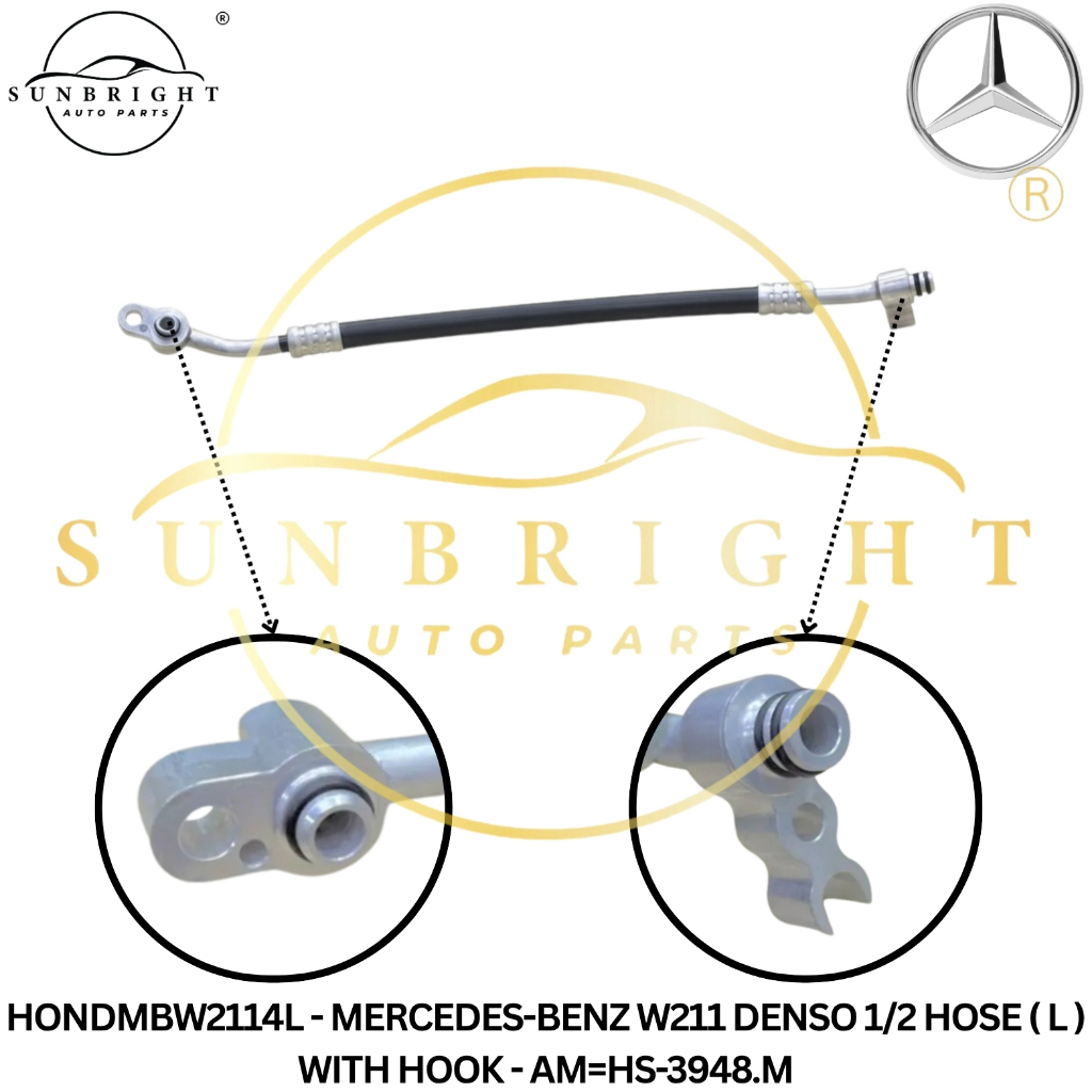 MERCEDES-BENZ W211 DENSO 1/2 HOSE ( L ) พร้อมตะขอ - AM=HS-3948ม