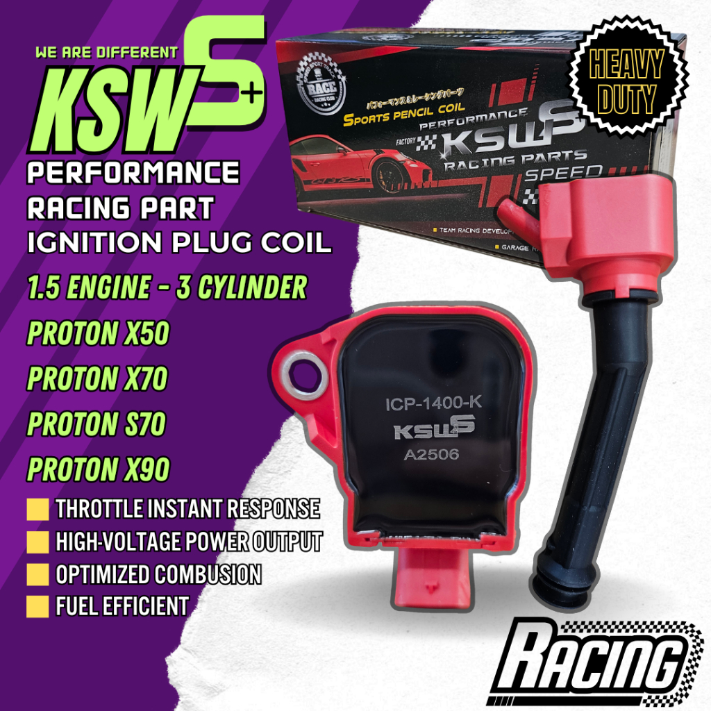 KSW Performance Racing ปลั๊กคอยล์จุดระเบิด X50 X70 S70 X90 1.5T Proton icp-1400-k