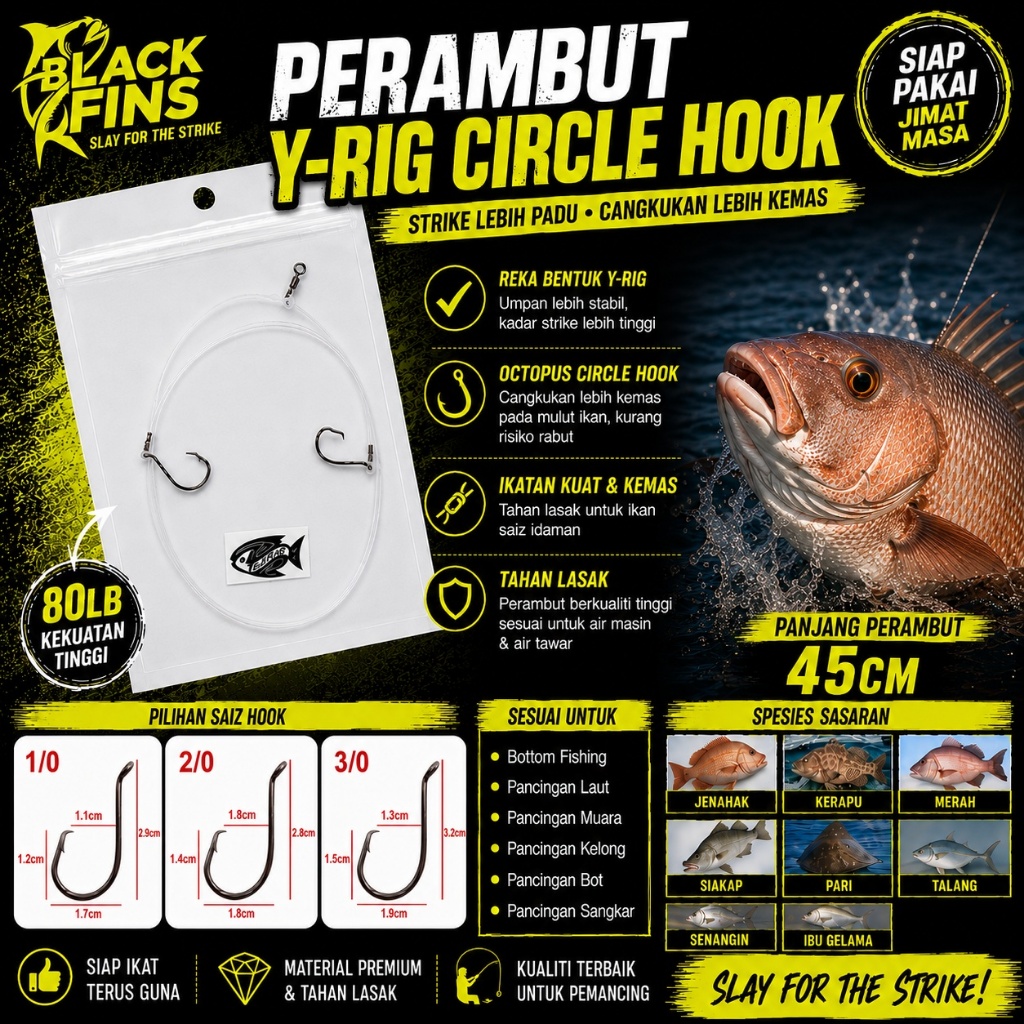 PERAMBUT AIR MASIN Y-RIG CIRCLE HOOK_1/0_2/0_3/0