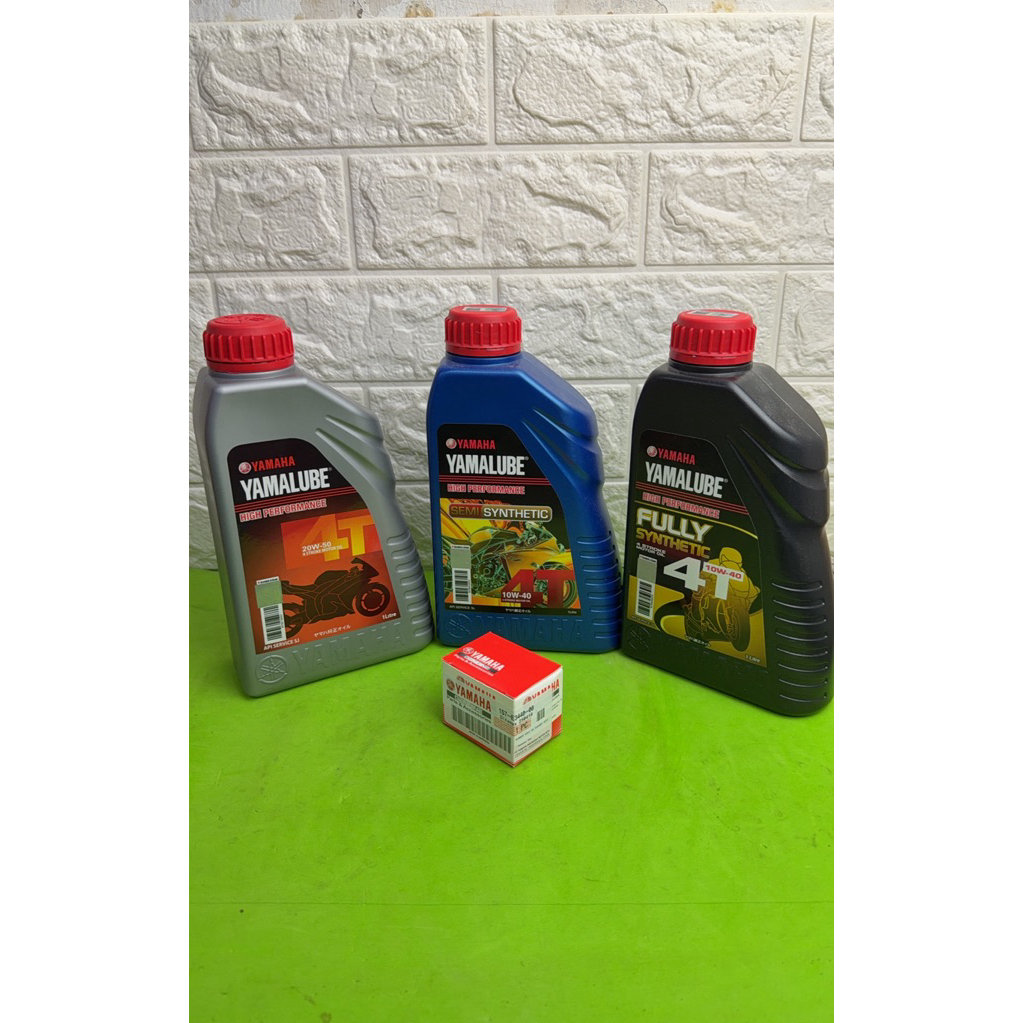COMBO YAMALUBE ENGINE OIL 4T 10W-40 20W-50 1 LITRE FULLY SEMI SYNTHETIC MINYAK HITAM MOTOSIKAL YAMAH
