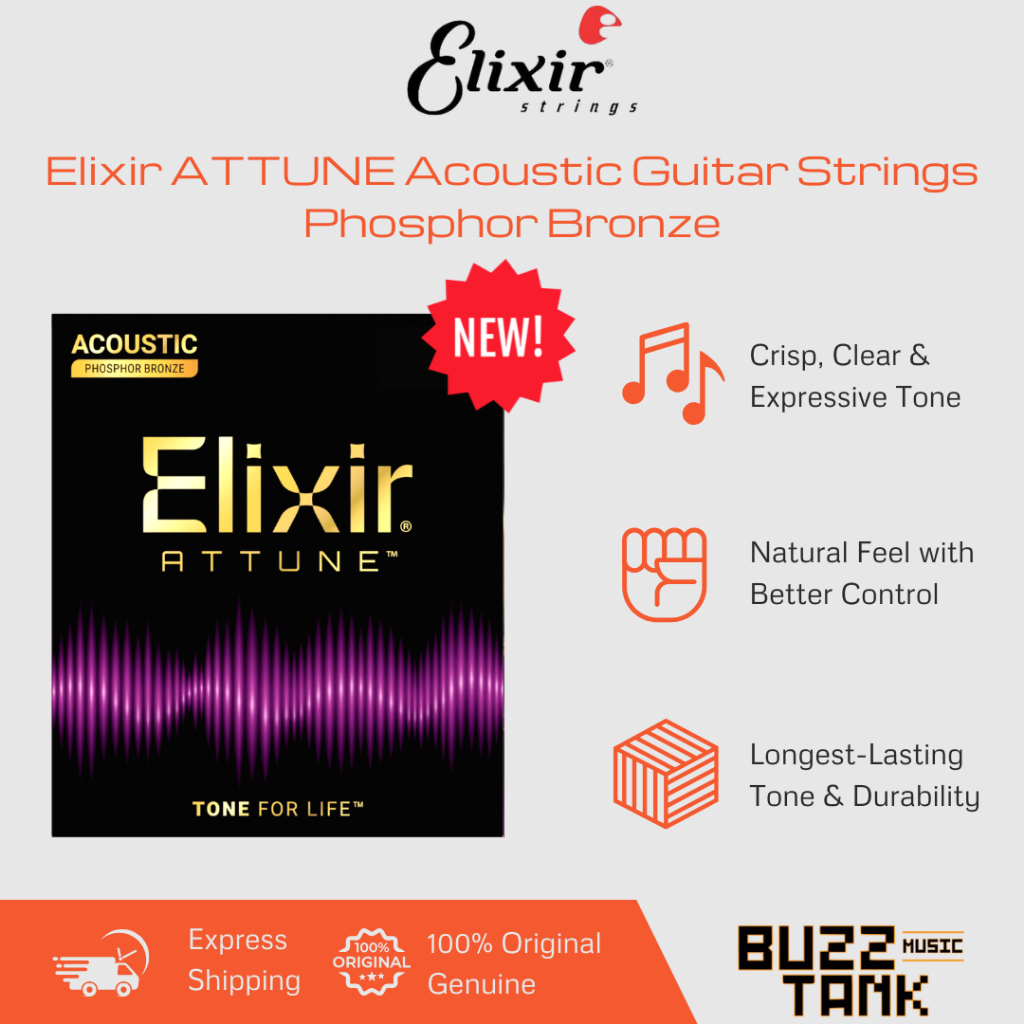 สายกีต้าร์โปร่ง Elixir ATTUNE Phosphor Bronze