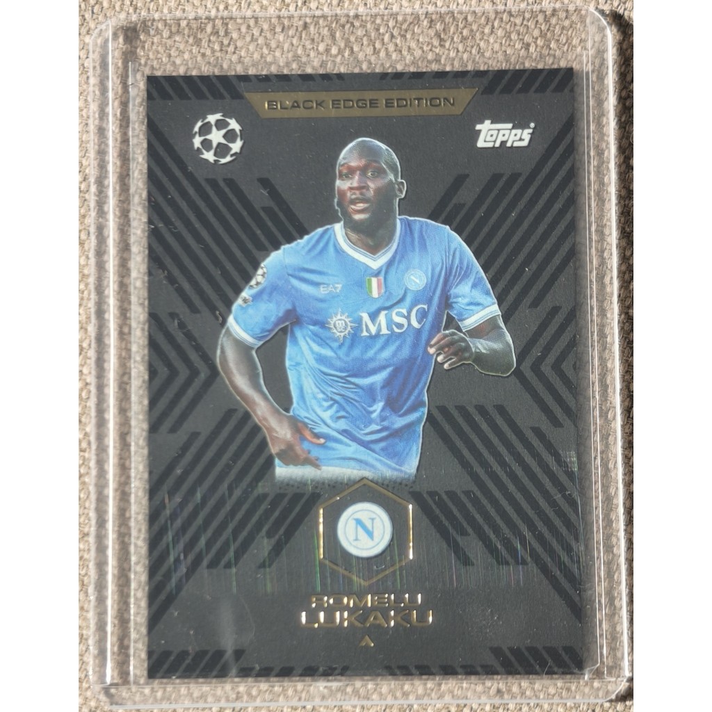 PANINI TOPPS FOOTBALL การ์ดขอบสีดําพิเศษ LUKAKU NAPOLI BELGIUM LIMITED EDITION + TOPLOADER