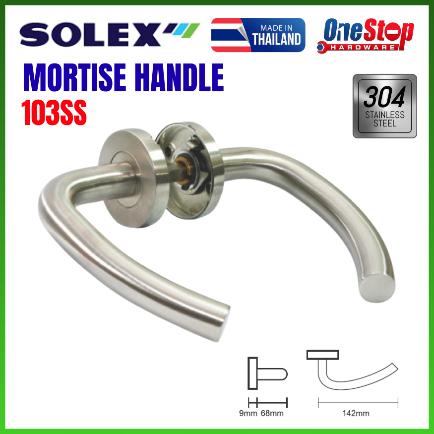 SOLEX NO.103SS มือจับก้านโยกสแตนเลส / ล็อคประตู / มือจับก้านโยก / ล็อคร่องลึก / Kunci Pintu