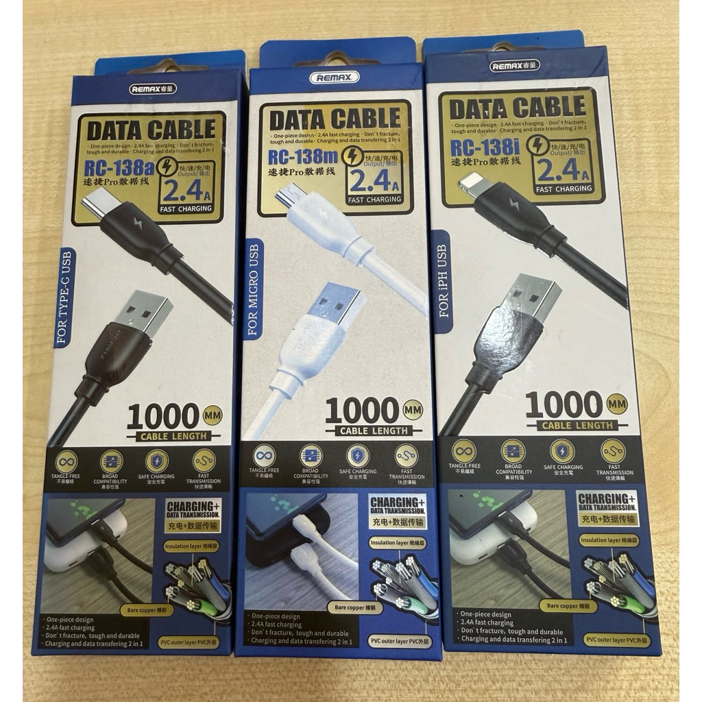 Remax RC-138 Cable 2.4A Fast Charging Data Cable Suji Pro USB Cable