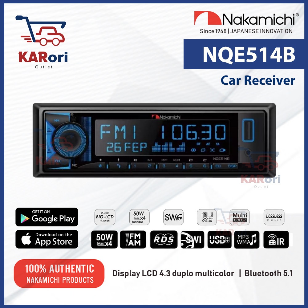 NAKAMICHI NQE514B SINGLE DIN CAR RECEIVER