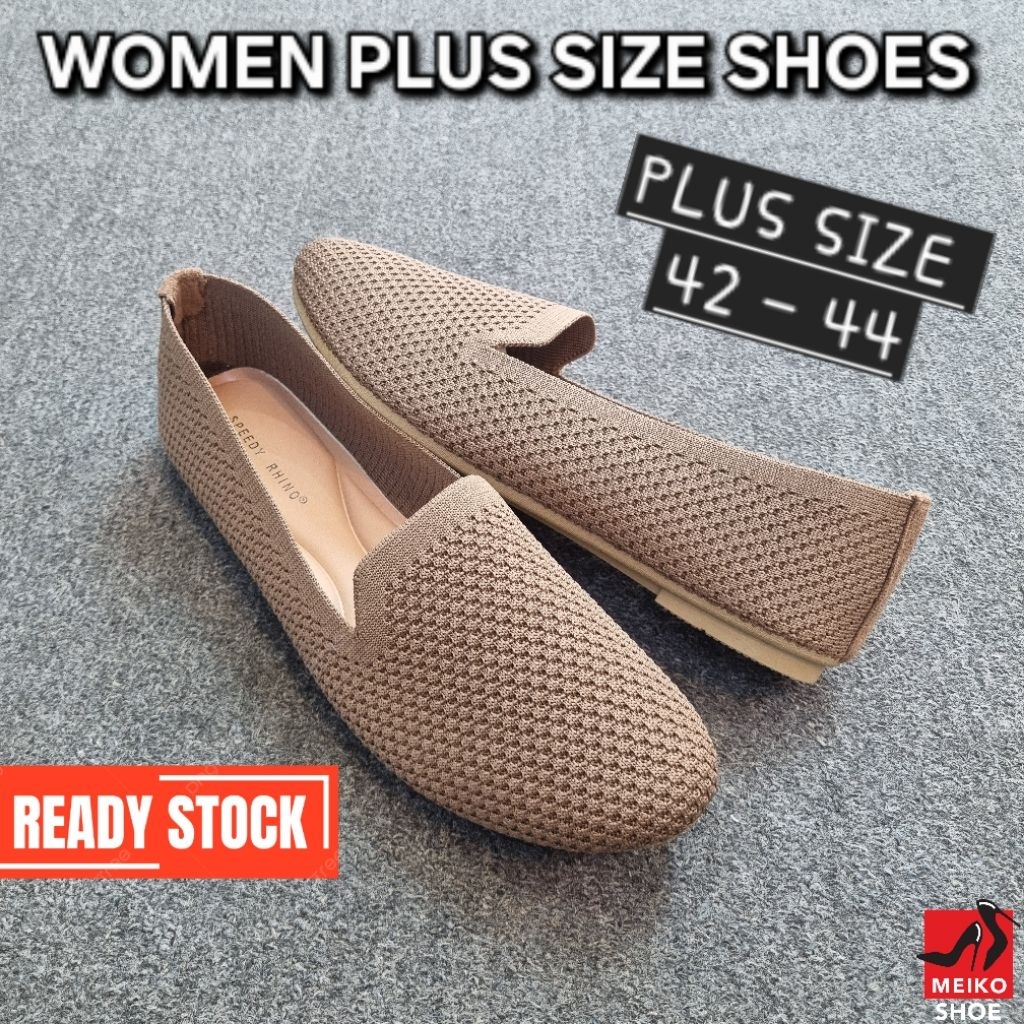 Meiko Shoe Women Low Flats Plus Size (42-44) Kasut Rata Perempuan Coffee R530392(ข)
