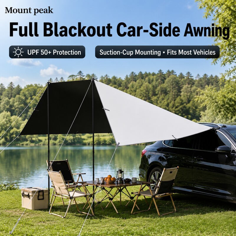 Mount Peak เต็นท์รถ Camping TI สีดําเคลือบกันสาดเต็นท์กลางแจ้งเต็นท์ด้านข้างรถกันสาด