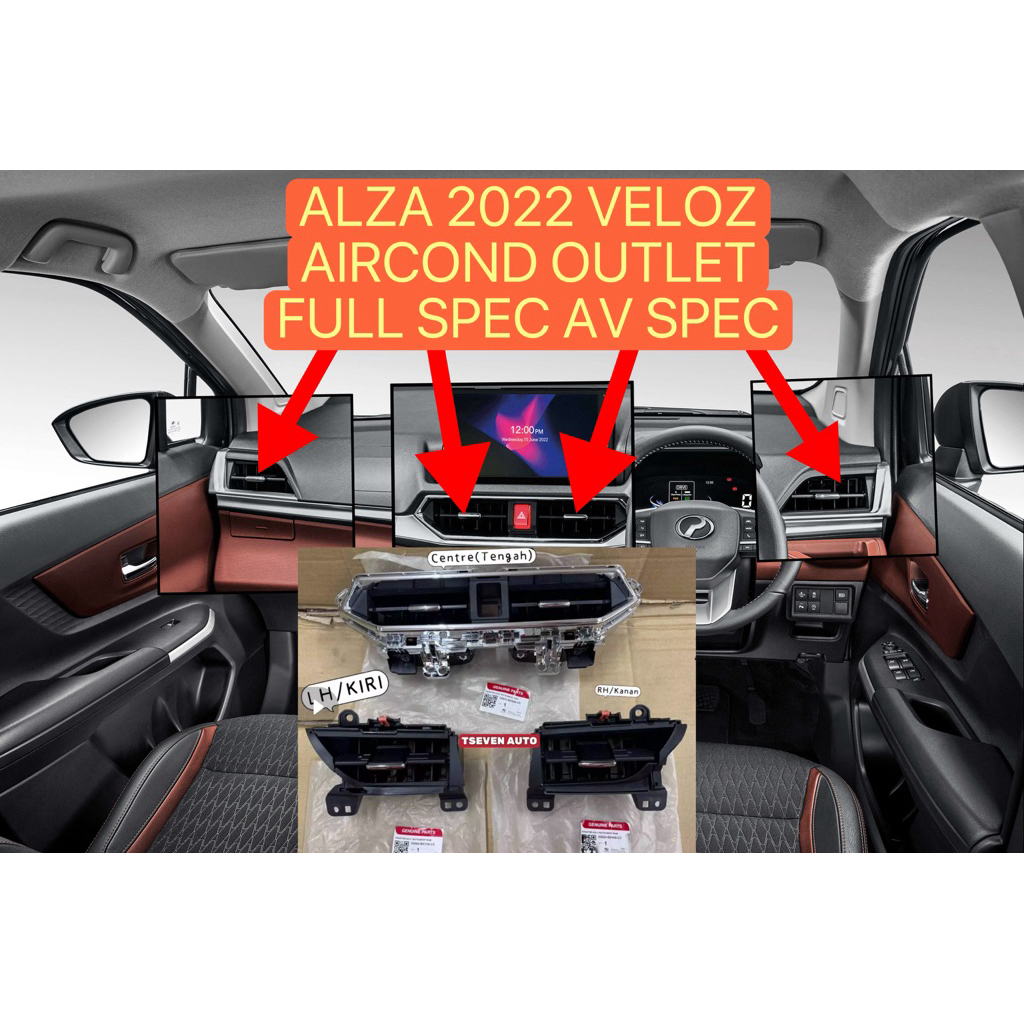 ALZA 2022 D27A VELOZ FULL SPEC AV AIRCOND OUTLET VENT 55650-BZ460-C0 55660-BZ330-C0 55670-BZ400-C0