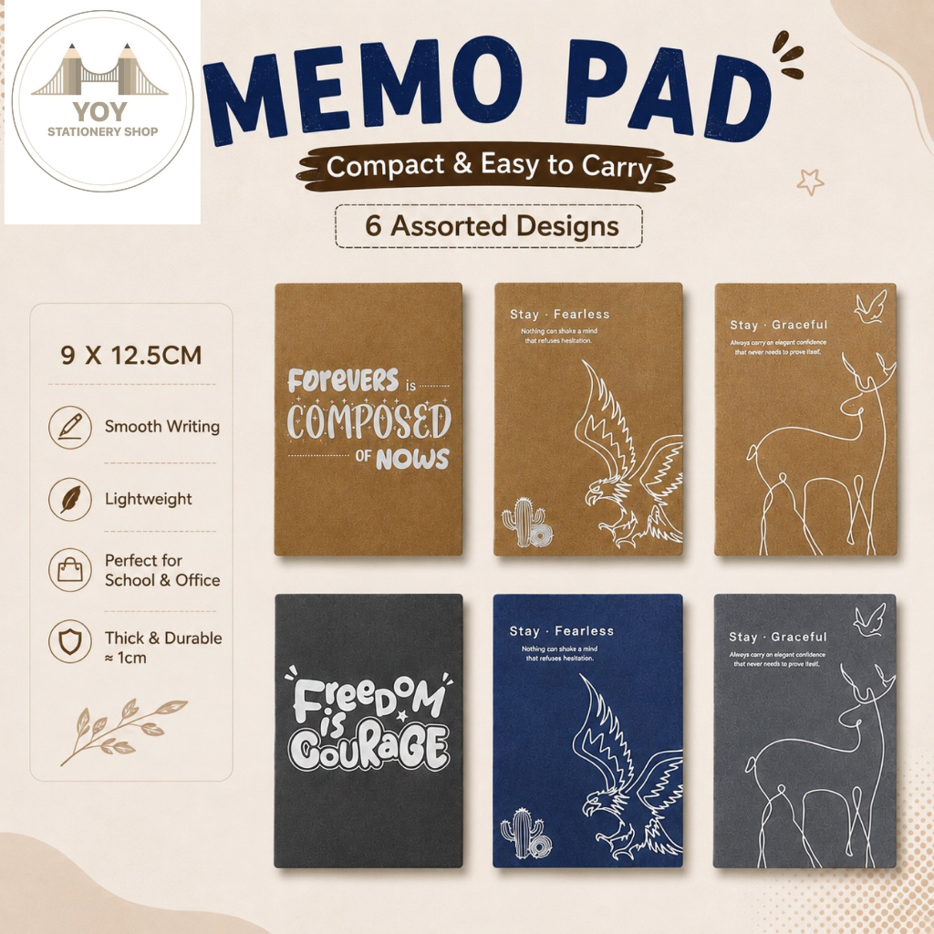 FANCY MEMO PAD โน๊ตบุ๊ค 12.5 ซม. X 9 ซม. COMPACT POCKET NOTEPAD SMOOTH WRITING 6 การออกแบบที่ตรงกัน 