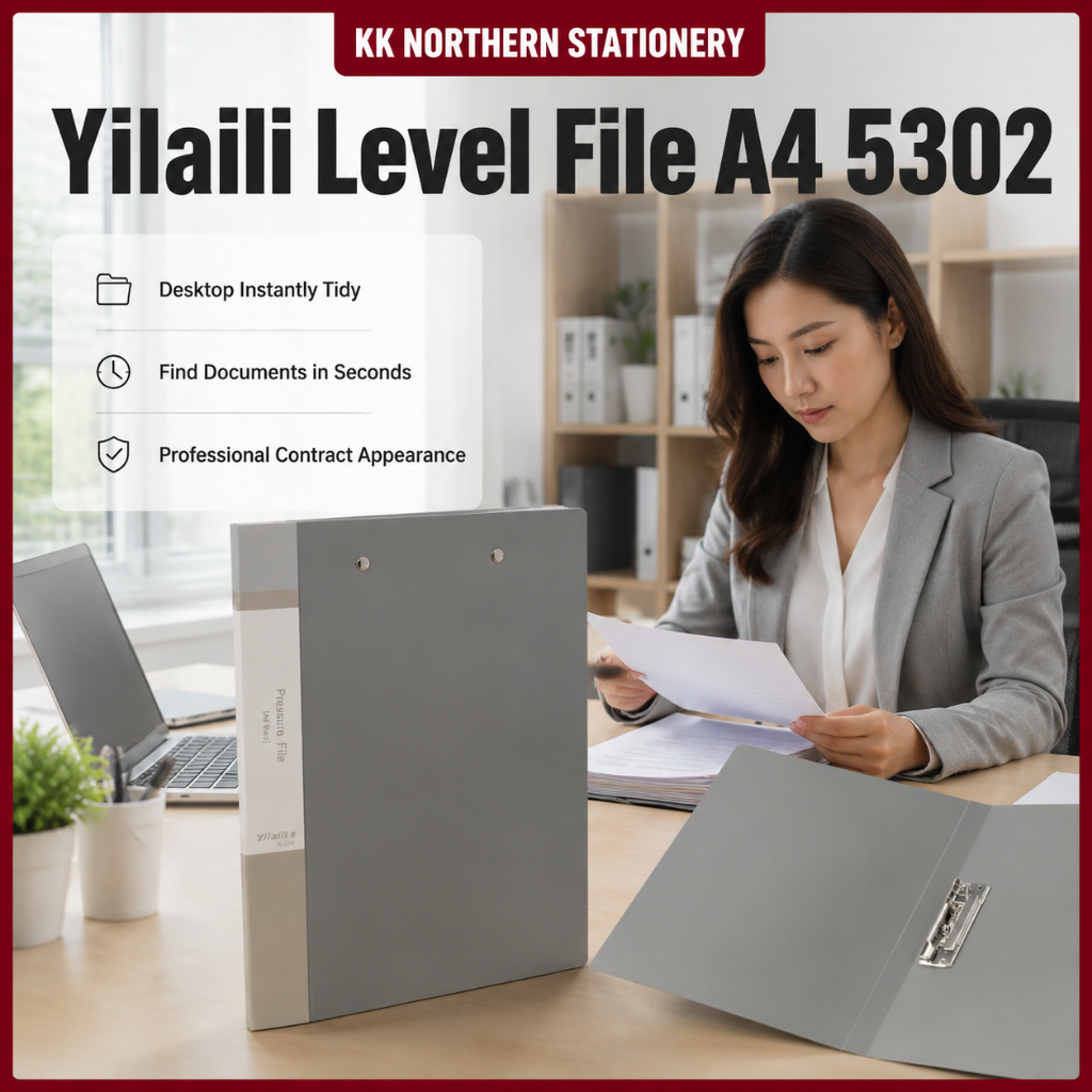 Yili A4 แฟ้มความดันโฟลเดอร์โลหะ Lever คลิปเอกสารโฟลเดอร์ Fail Kertas สํานักงานโรงเรียน Admin