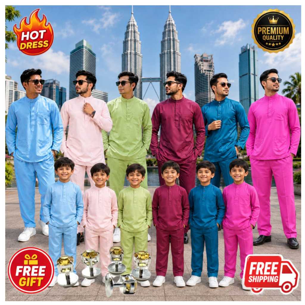BAJU MELAYU DEWASA & BUDAK SOFT KAIN & QUALITY BEST MATTERAL PEARL SKIN SIZE:(2Y-12Y)(XS-XXL)