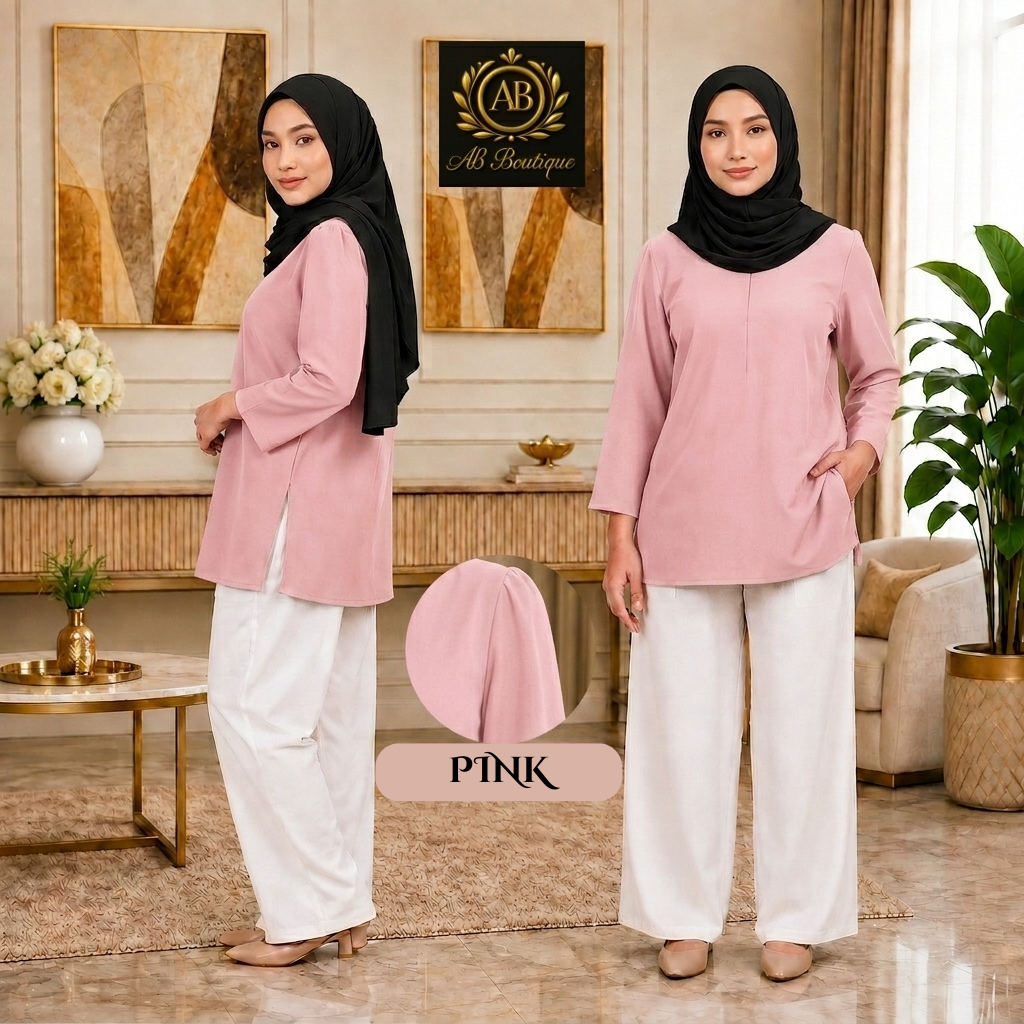 32_HANA BLOUSE ZIP DEPAN KAIN CEY IRONLESS BY AB BRAND