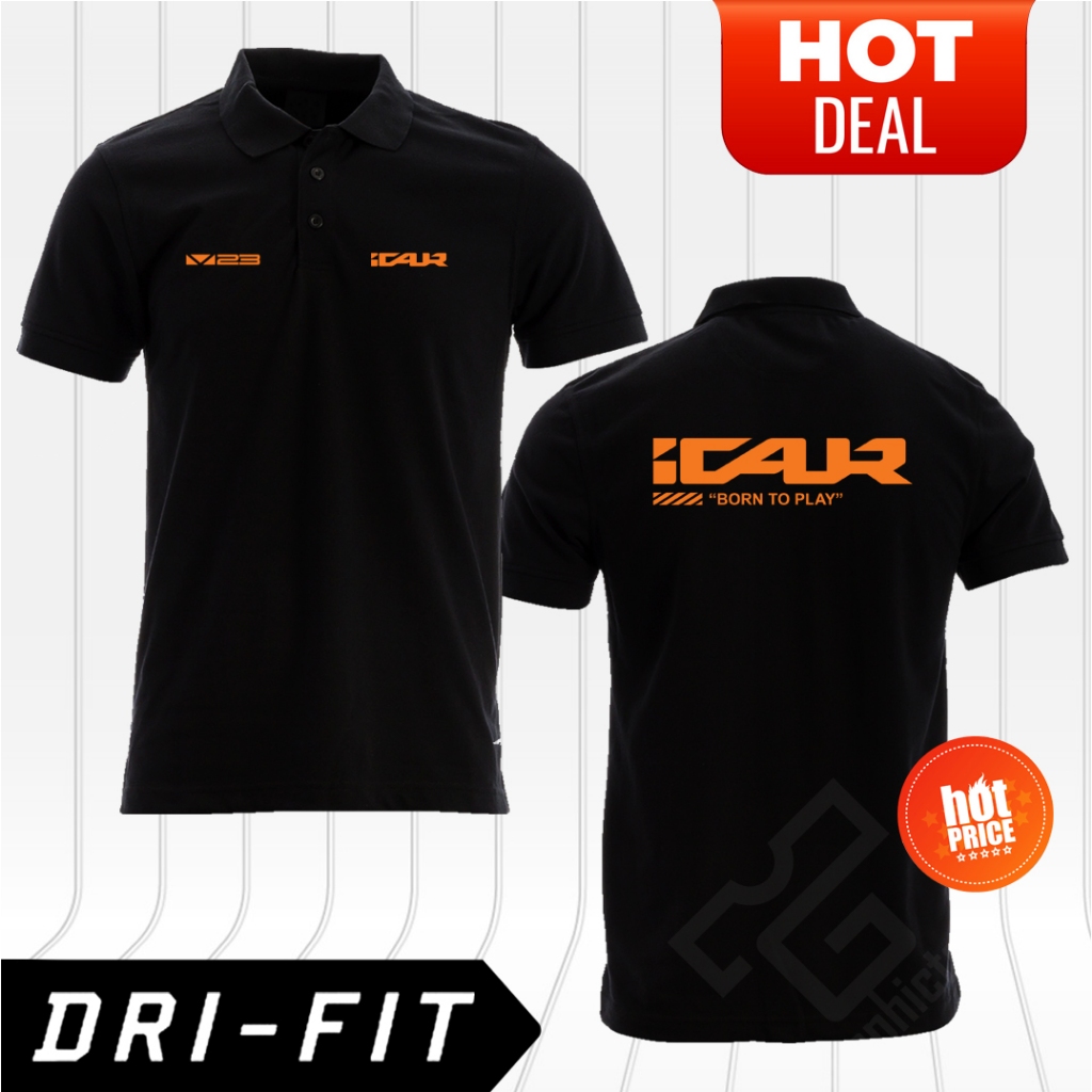 ใหม่ Polo iCAUR I CAUR Born To Play V23 EV รถไมโครไฟเบอร์ Quick Dry Jersey 160 GSM แขนสั้น Unisex