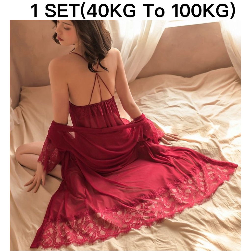 Plus ขนาด SexyNightwear ชุดนอนสตรี 1 ชุด 3 ชิ้น Baju tidur malam span 性感睡衣 Psn183
