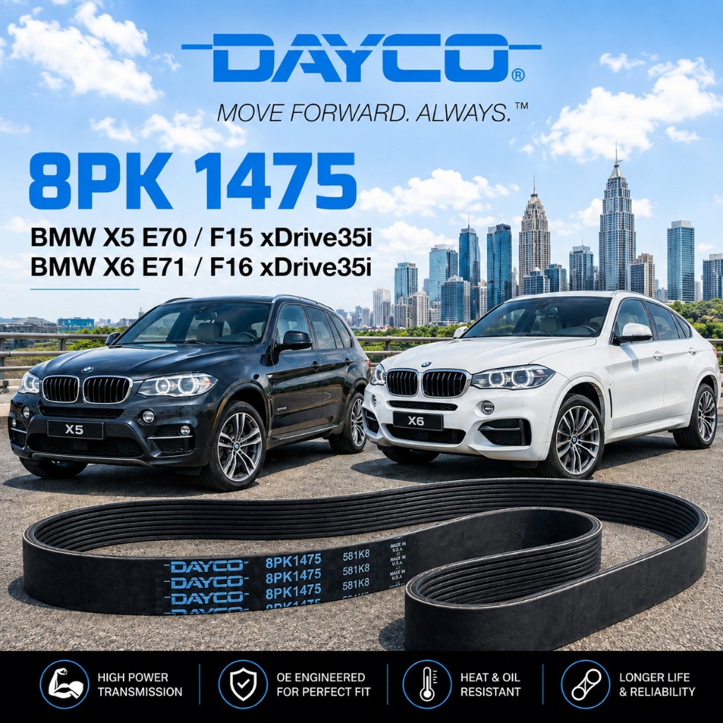 BMW 535i 640i 740i X5 X6 DAYCO เข็มขัดพัดลม BELTING 8PK1475 / 8PK 1475 / 11287589365