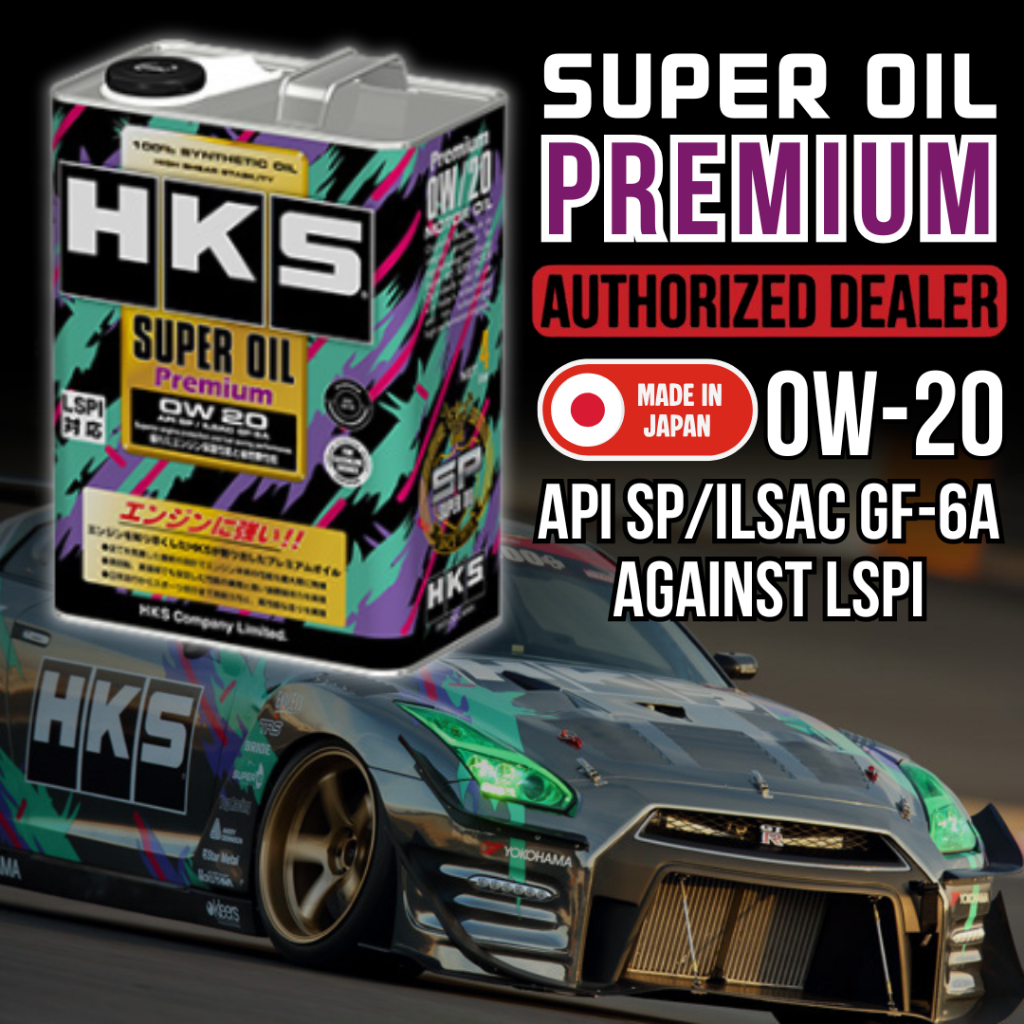 HKS Super Oil น้ํามันเครื่องพรีเมี่ยม 0w20 สังเคราะห์สีดํา Kereta Api Sp ilsac gf6a lspi