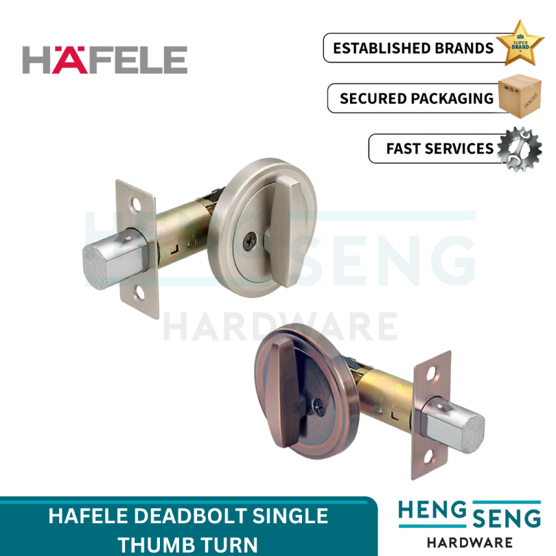 HAFELE DEADBOLT SINGLE THUM TURN SS/AC ( 48.10.530 / 489.19532 ) HENG