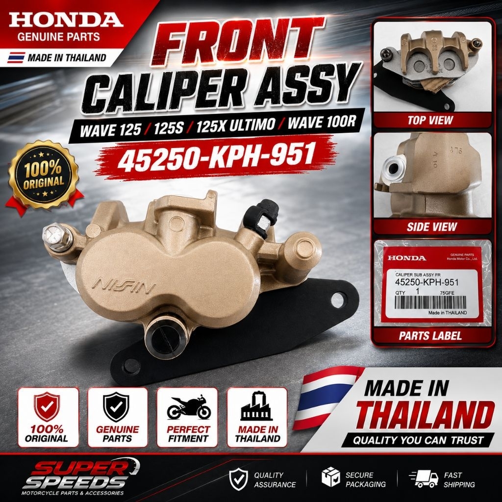 Honda Wave 125 / 125S / 125X Ultimo / Wave 100R Front Caliper Assy 45250-KPH-951 Made in