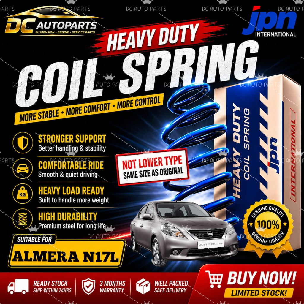 JPN INTERNATIONAL HEAVY DUTY COIL SPRING NISSAN ALMERA 1.5 N17L ด้านหน้าหรือด้านหลัง (NOT LOWER TYPE