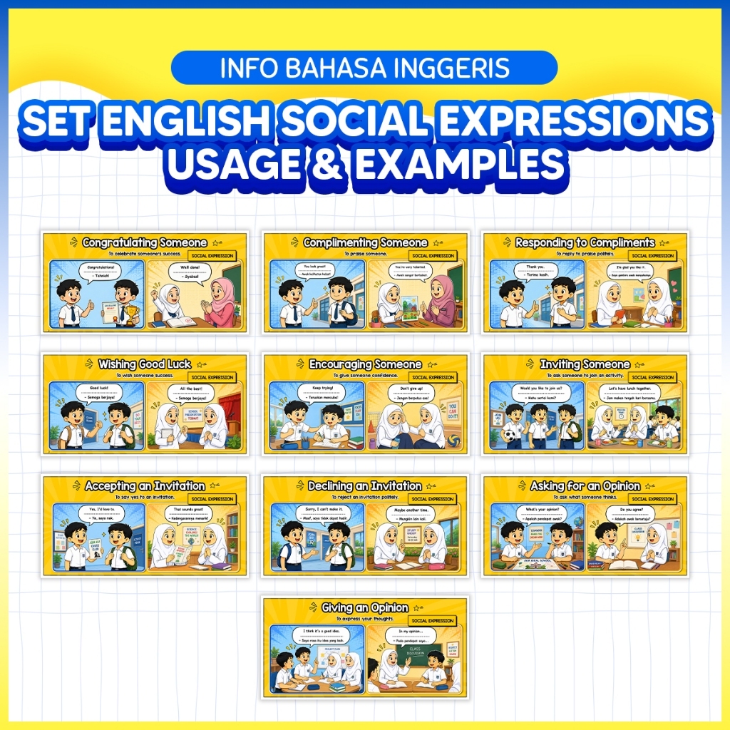 (10 ชิ้น) ชุด ENGLISH SOCIAL EXPRESSIONS English Daily Expressions BBM Bahasa Inggeris คําศัพท์และไว