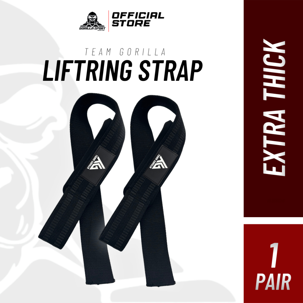 TEAM GORILLA Extra Tick Lifting Strap Deadlift Pull Up Chin Up Barbell & Dumbbell Row Lat Pulldown