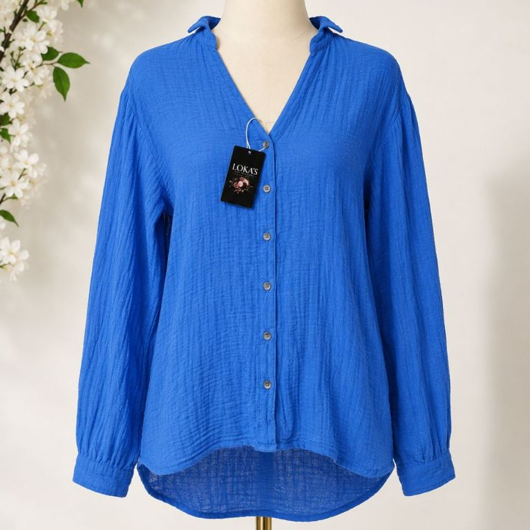 (2XL-4XL)COBALT BLUE BREEZE BLOUSE