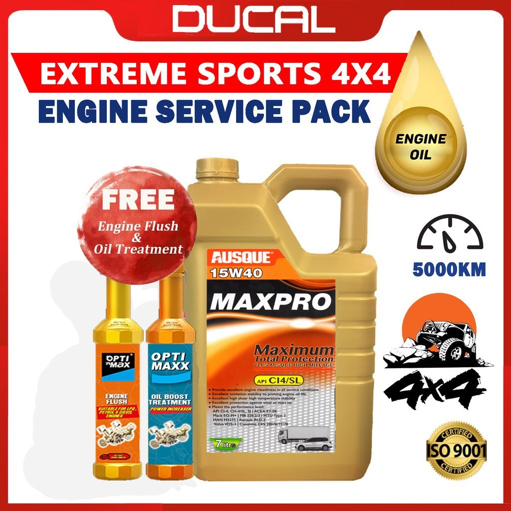 DUCAL AUS HEAVY DUTY 4X4 ENGINE OIL 15W40 7 ลิตร API CI4/SL (ฟรี ENGINE FLUSH & OIL TREATMENT) 15W40