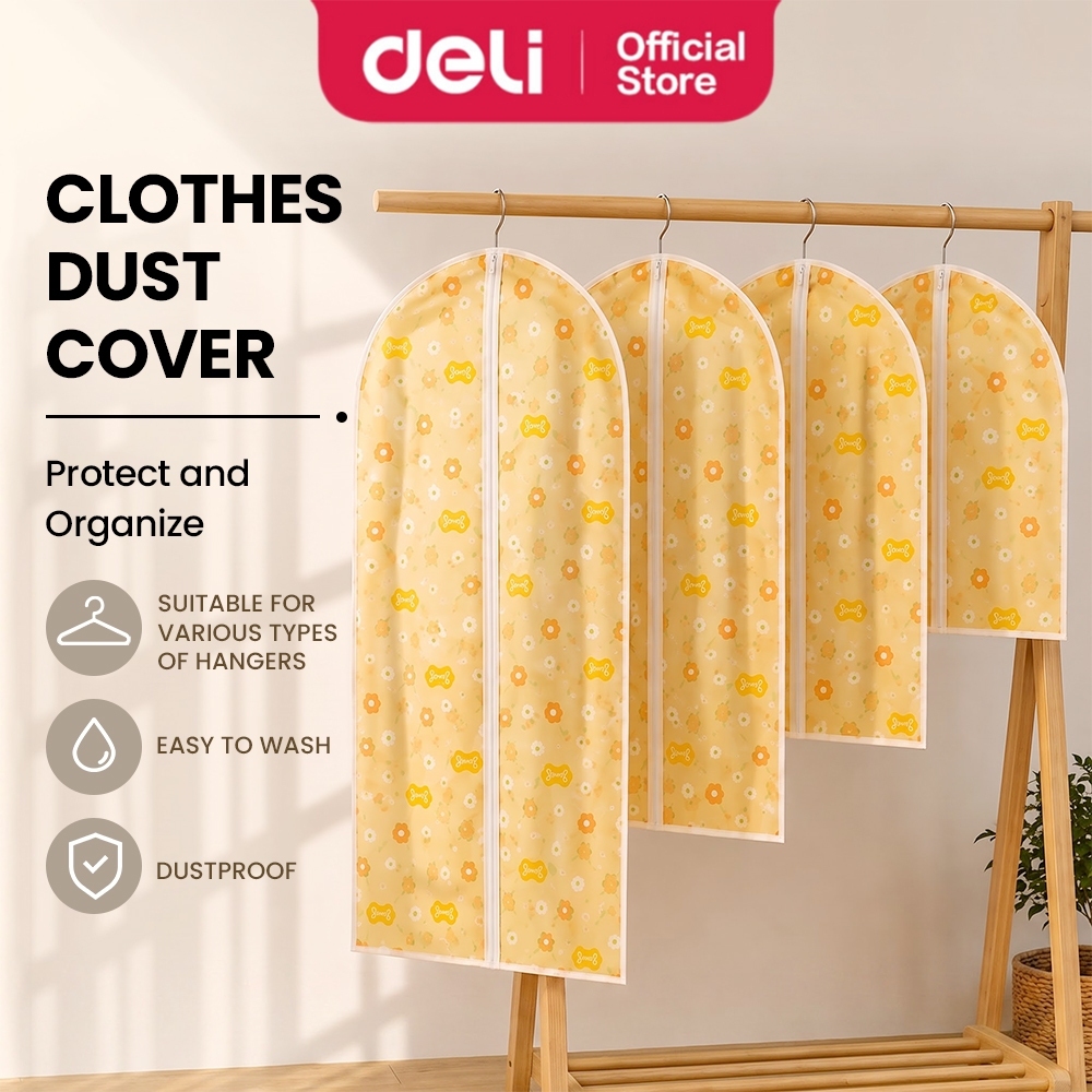 Deli Vusign เสื้อผ้าถุงเก็บฝุ่นโปร่งใสล้างทําความสะอาดได้กระเป๋าผ้าเสื้อสูทพลาสติก Baju Gantung