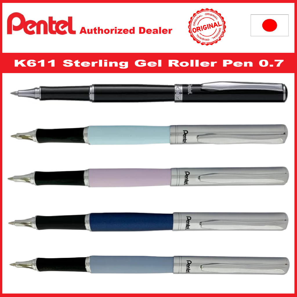PENTEL K611A-A Sterling Gel Roller Pen 0.7 Energel 0.7 Black Satin Skyblue Satin Violet Satin Pink S