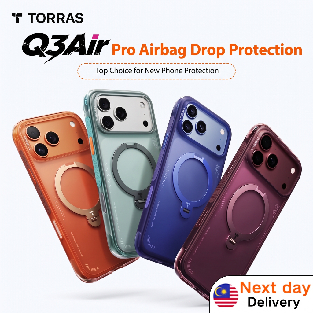 TORRAS4M Drop Protection Q3Air Magnetic Case สําหรับ iPhone 18 17 16 Pro Max, 360 Stand Casing, Full