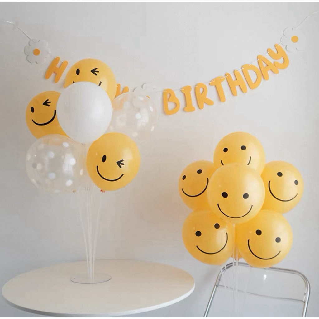 [ขาตั้งได้]INS KOREAN SMILEY BALLOONS•CARTOONS SMILEY LATEX BALON•SMILEY FACE SUNFLOWER FOIL BALLOON