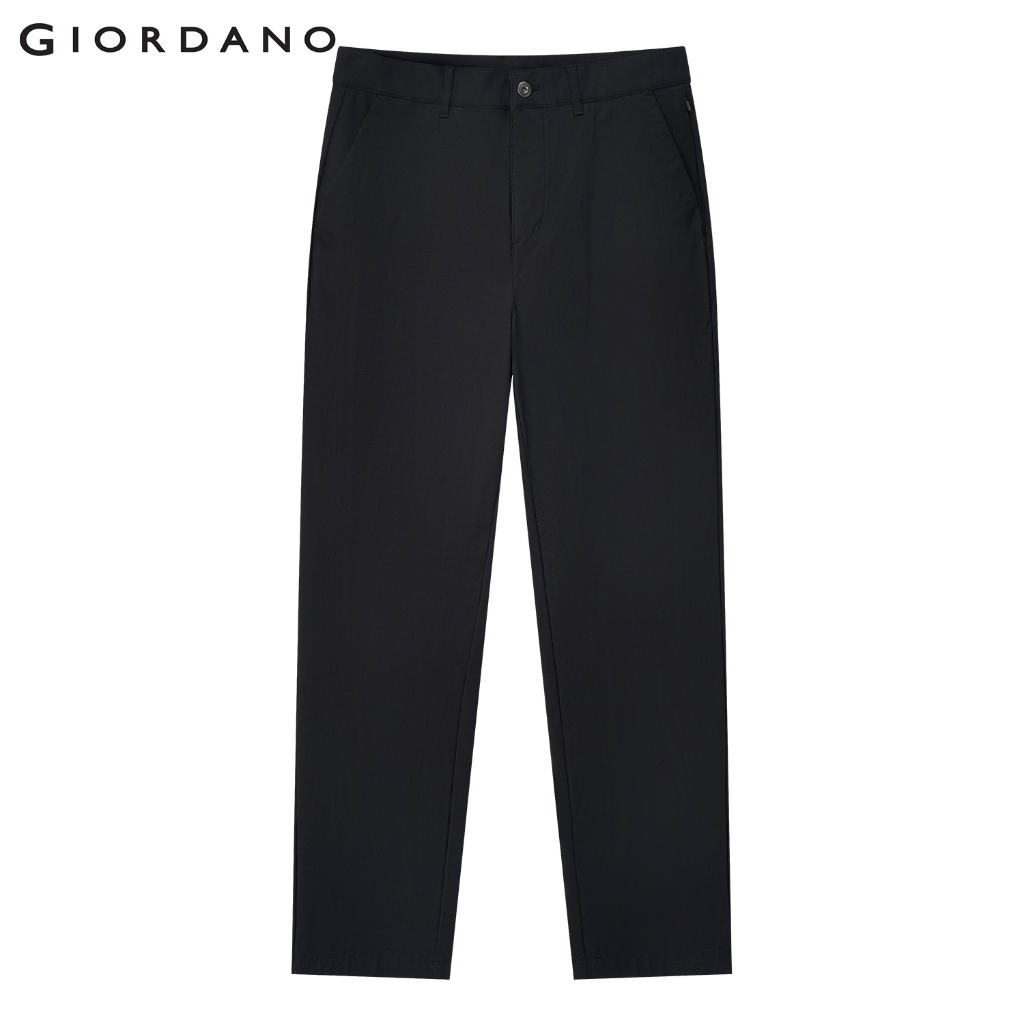 GIORDANO MEN Mens Stretched Mid Rise Regular Tapered Khaki Pants 0 01115041