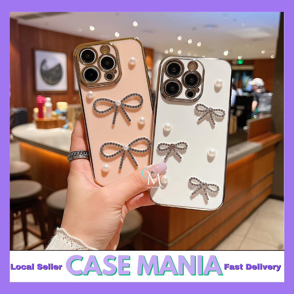 Oppo A5 A9 A53 A15 A15s A17 A17K A18 A38 fon sarung lembut ชุบไฟฟ้า shinning pearl ริบบิ้นนุ่มเคสโทร