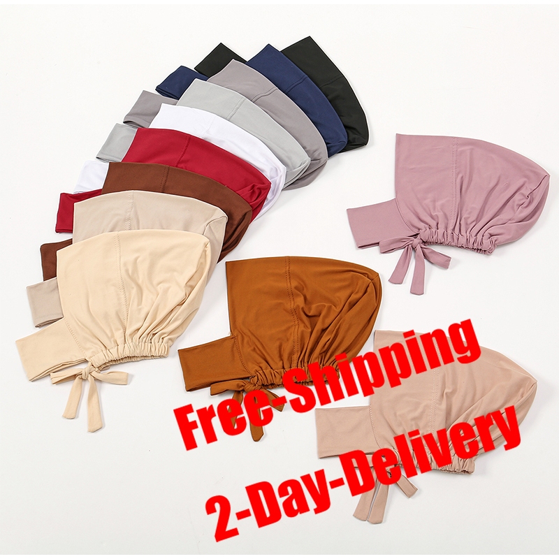 Modal Tudung สีดําทันที Hijab ดึง Over Modal หมวก Underscarf มุสลิมผู้หญิง Hijab ด้านล่างหมวก Bonnet