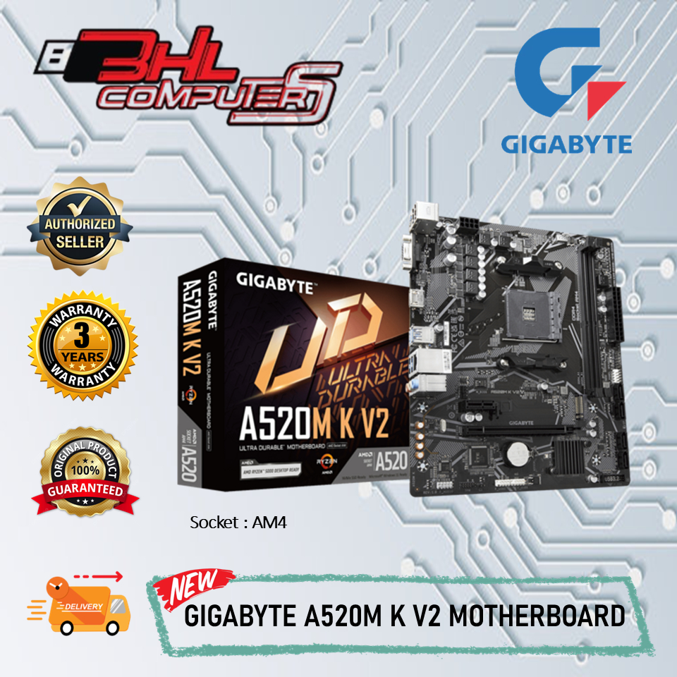 เมนบอร์ด Gigabyte A520M-K V2 ที่ทนทานเป็นพิเศษ (AM4)