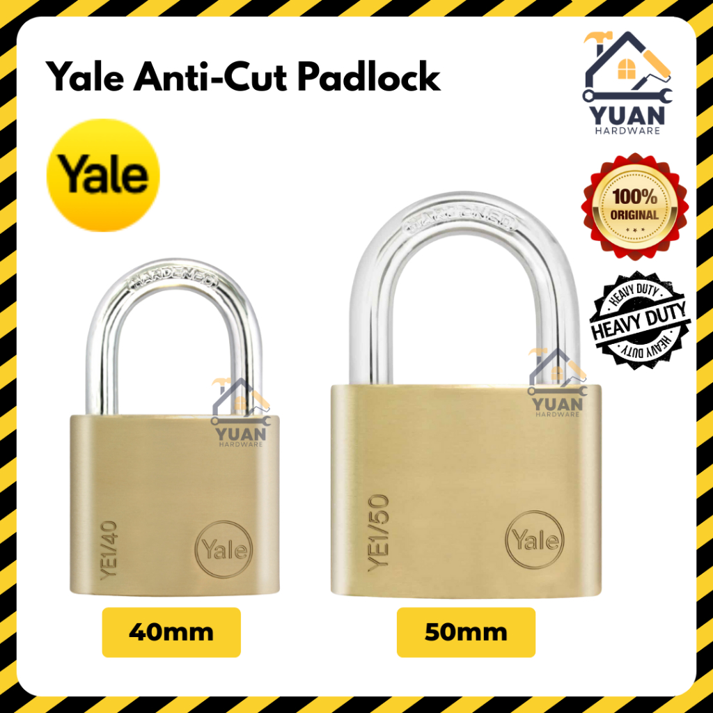 YALE 40 มม.50 มม.ทองเหลือง Chrome-Plated Hardened Padlock ความปลอดภัยสูง Heavy Duty ล็อค Kunci มังงะ