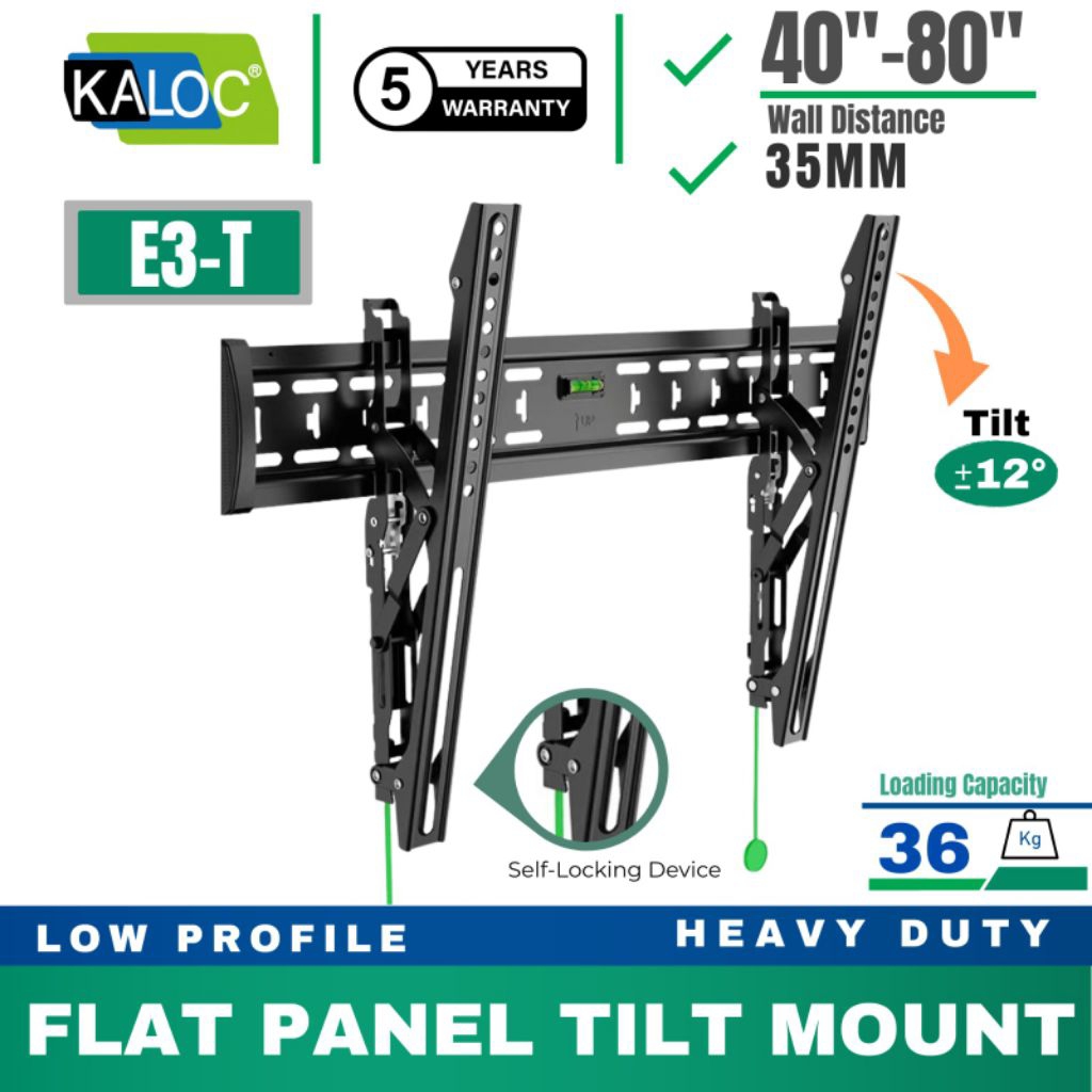 Kaloc E3-T 40"-80" Universal Tilt Wall Mount Tv Bracket , Universal Tilt TV Wall Mount Fit with Load