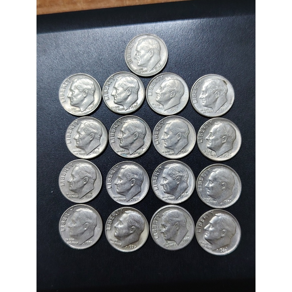 USA Roosevelt 1 Dime 1960s-2000s ( 17 เหรียญ )