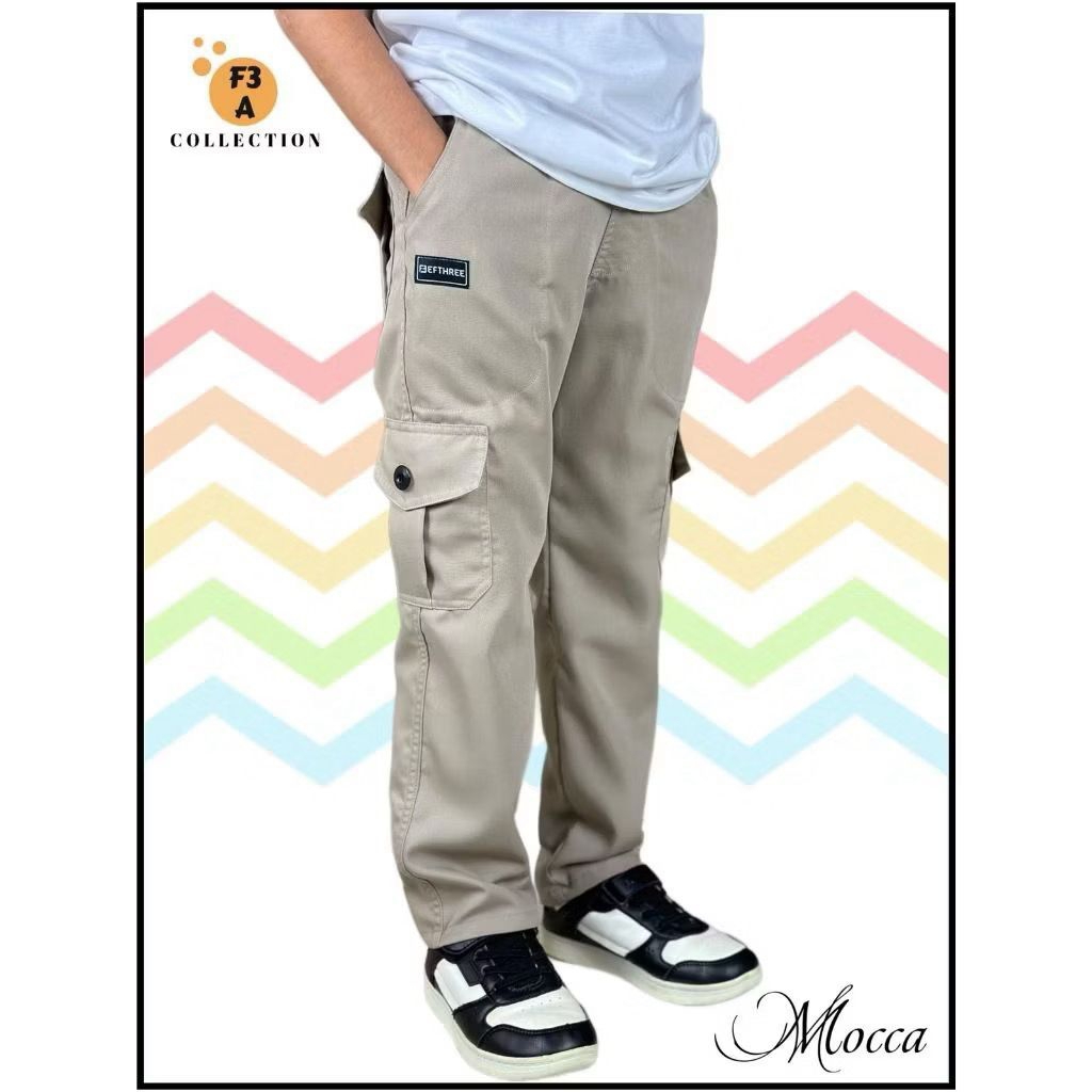 Spring Kids Baggy Cargo Slack Pants Belt Size 2 ปี ถึง 12 ปี