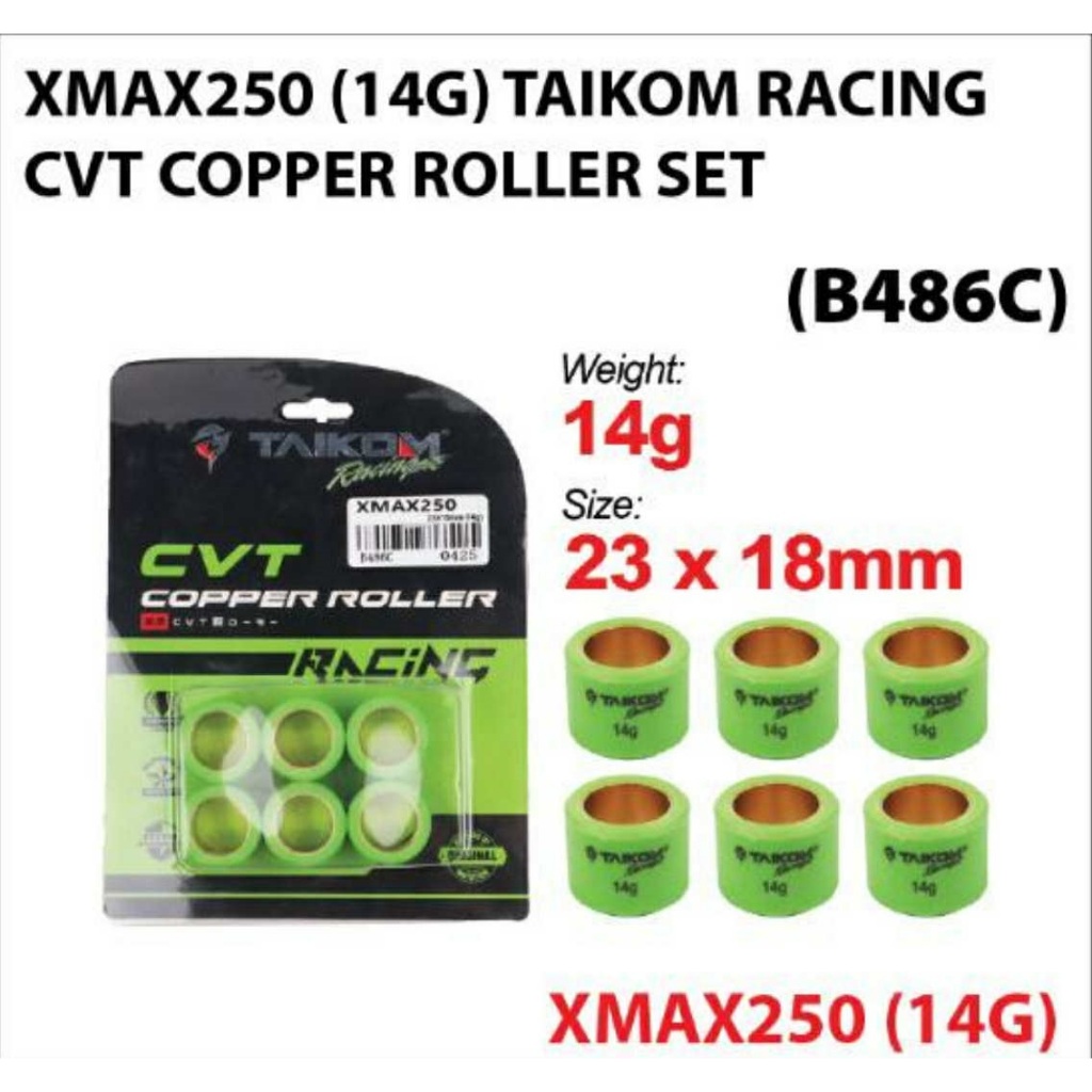 TAIKOM RACING CVT COPPER ROLLER PULLEY ROLLER YAMAHA XMAX 250 / 300 RACING PULLEY ROLLER COPPER