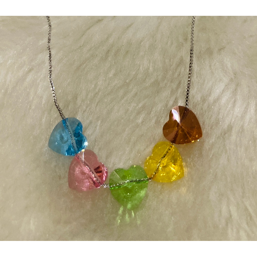 SWAROVSKI สร้อยคอคริสตัลสวารอฟสกี้ 18KGP หัวใจ 10 มม. 1 ถึง 5 หัวใจ Minimalist Rantai Leher Kristal 