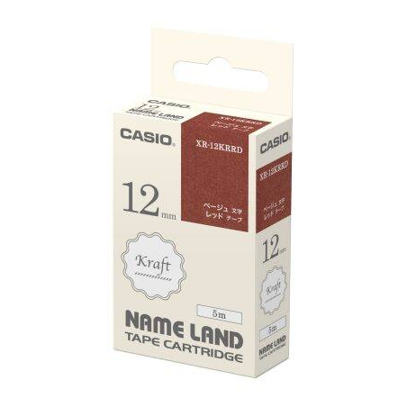 CASIO KRAFT TAPE 12MM-BEIGE ON RED