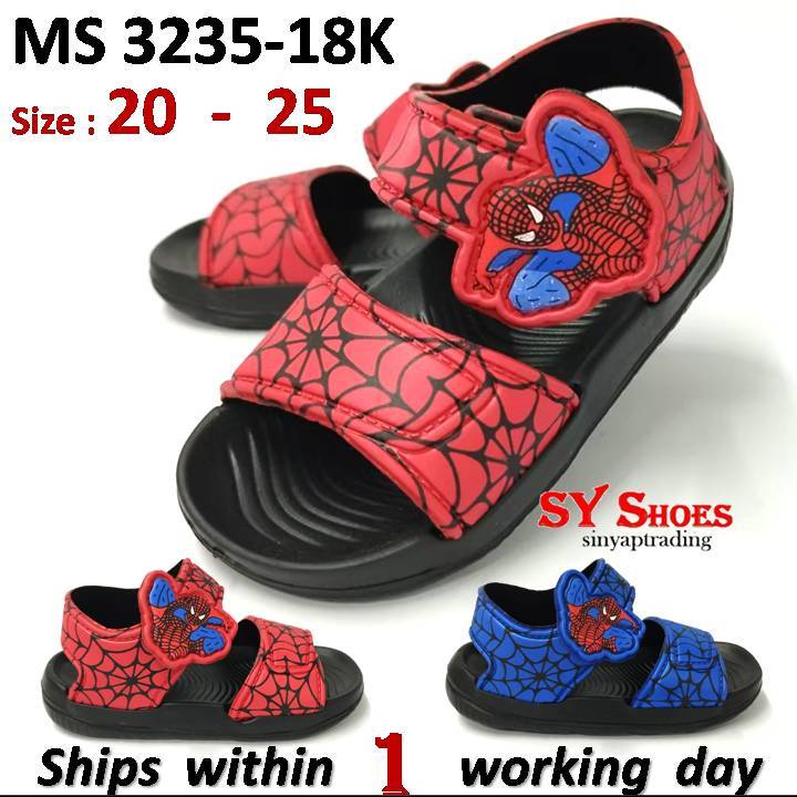(รองเท้า SY) รองเท้าแตะเด็กสายรัดปรับได้ขนาด 20 - 25 / Kasut Bayi การ์ตูน Spiderman (MS 3235-18K)