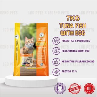 FAMILY PETS Makanan Kucing 7KG 32% Tuna Fish With Egg - Berkualiti Tinggi Dengan Prebiotik & Probiotik Penambahan Berat
