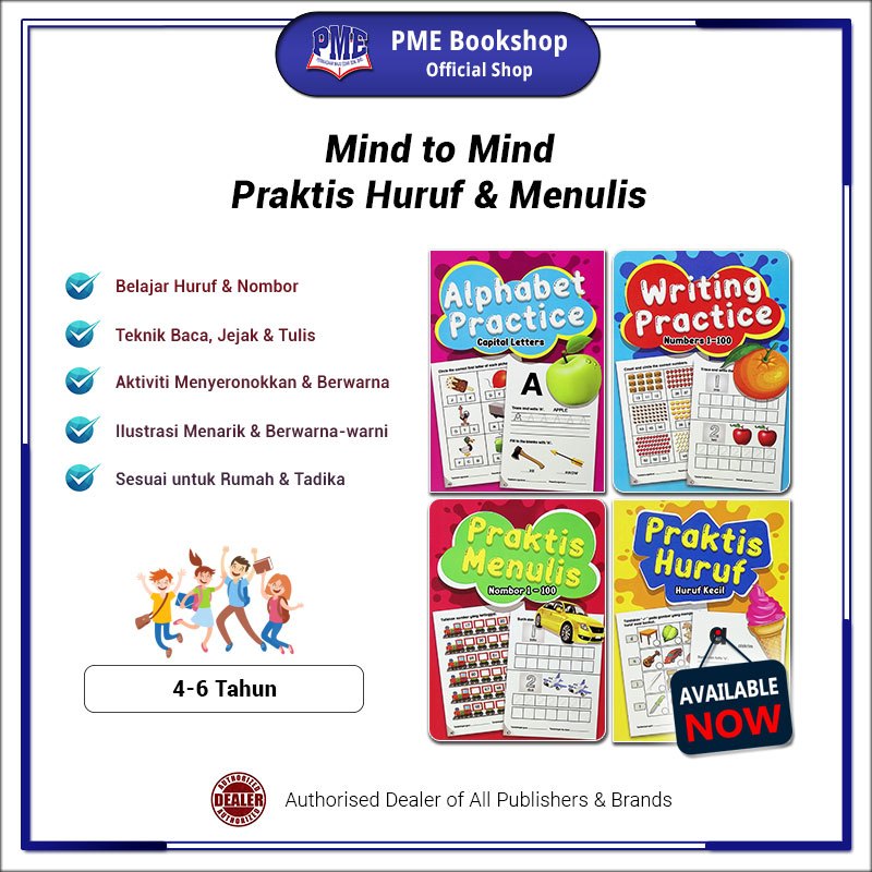 PME Bookshop Mind To Mind: Praktis Huruf & Menulis Writing & Alphabet Practice 4-6 Tahun Kids Write 