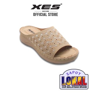 XES Ladies BSLCYS524 Embroidery Slip On Casual Wedges (Almond , Khaki )