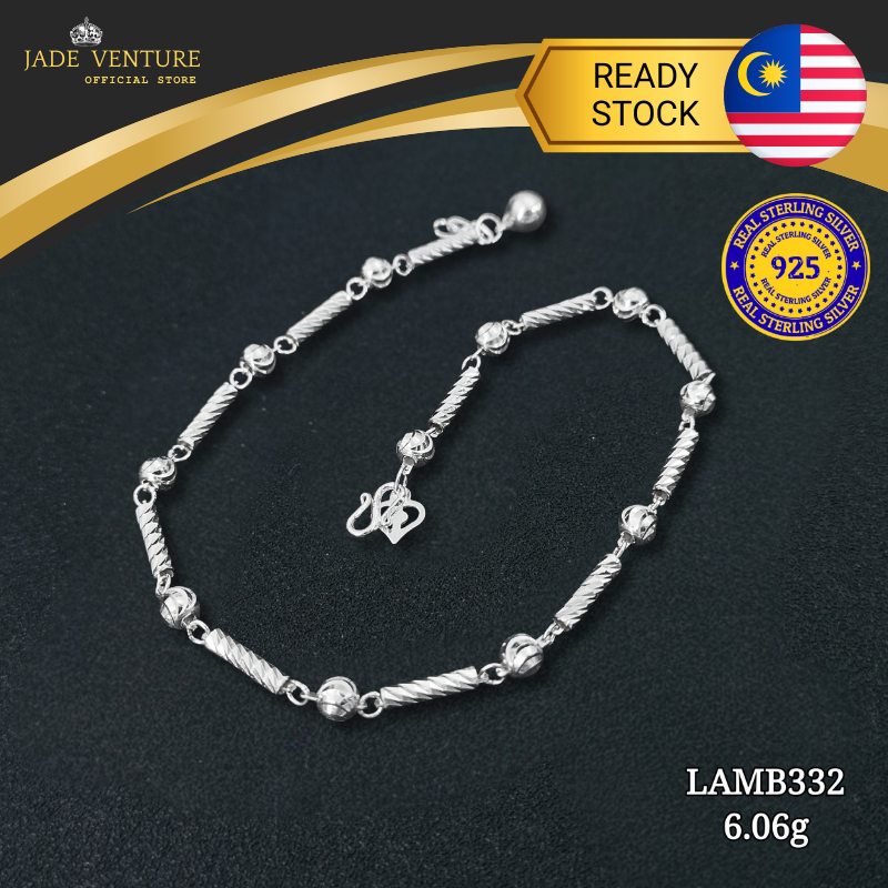 JV 925 เงินผู้ใหญ่ Anklet/Gelang kaki ผู้ใหญ่ 925 Sterling silver Adult Anklet (เงินสูง)