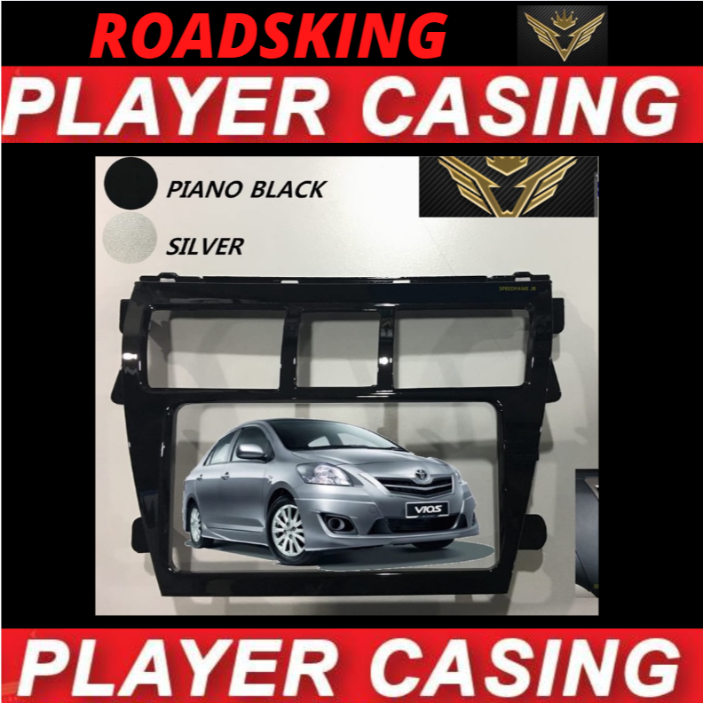 CASING AUDIO PLAYER 2DIN 7 INCH TOYOTA VIOS NCP93 2007-2012 UV BLACK SILVER COLOUR